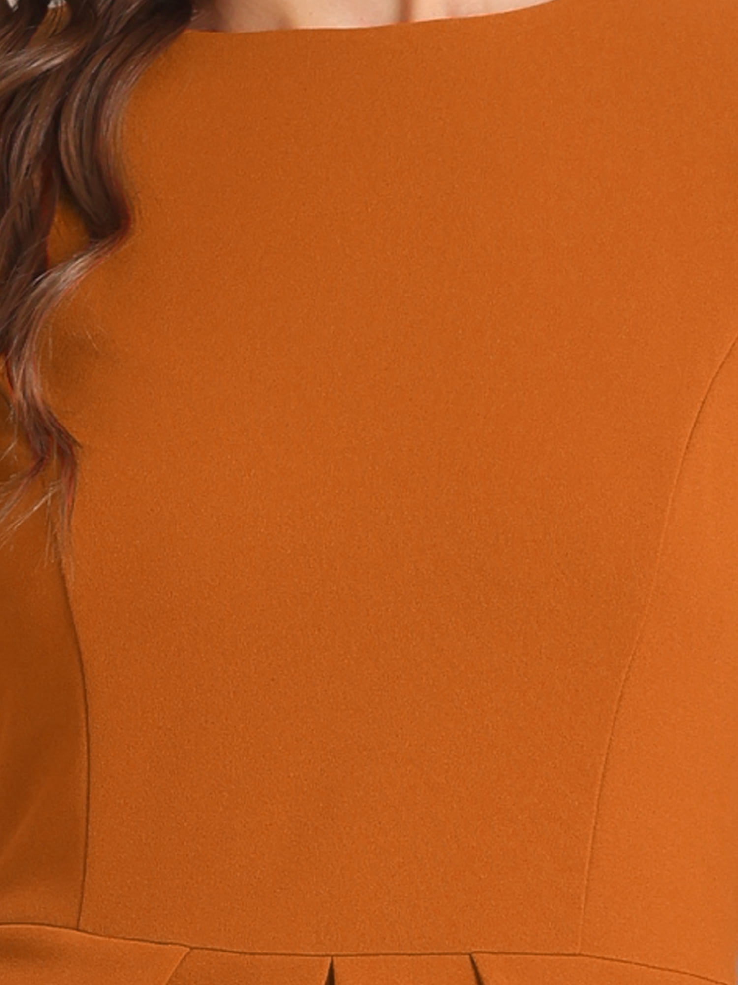 DARING DIVA Bodycon Round Neck 3/4 Sleeve Peplum Wear Sheath Dress L Caramel