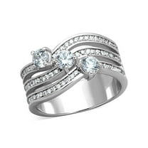 Women's .93 Ct Round Cut Zirconia Stainless Steel Anniversary Ring Band Size 6