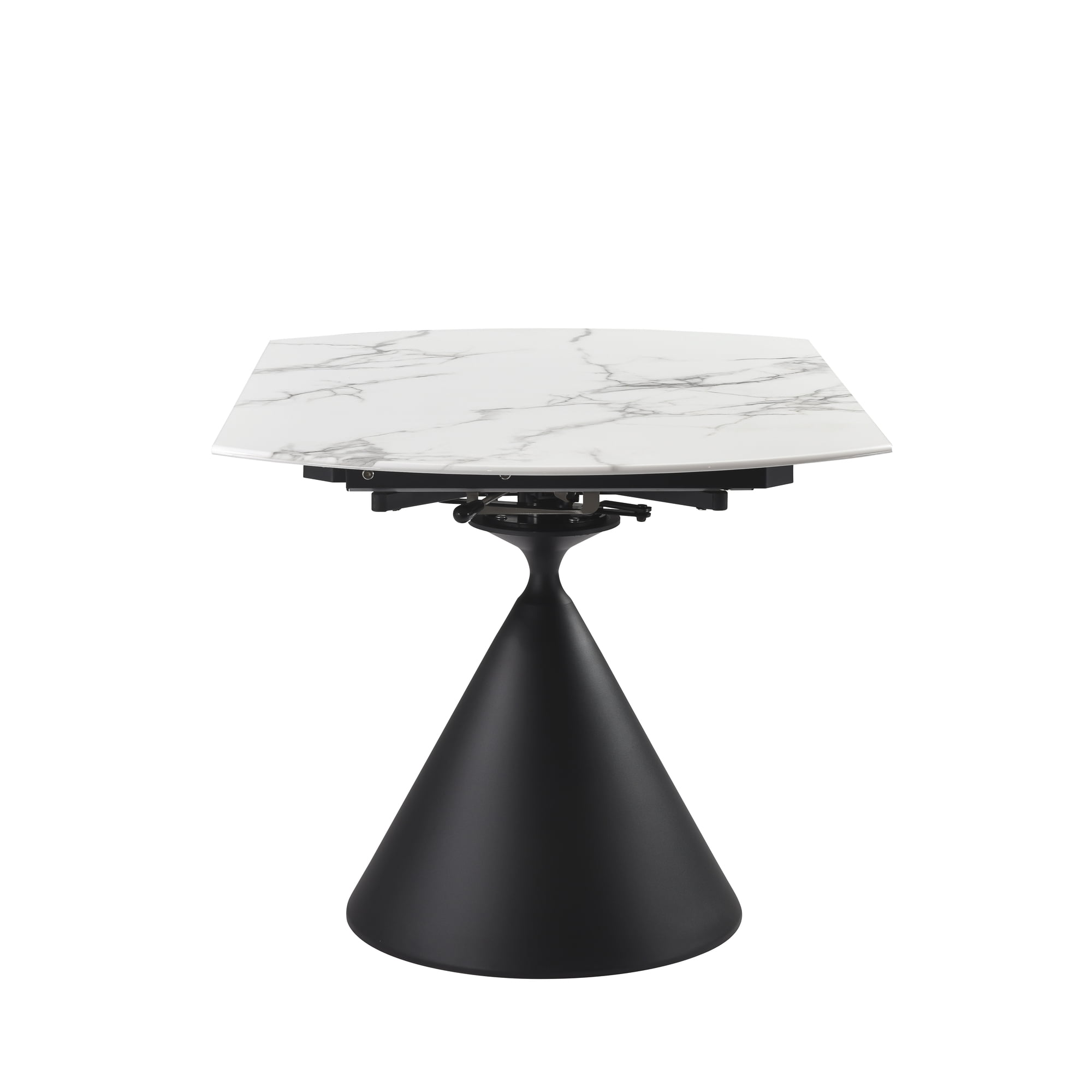 Abel Modern Extendable Round Dining Table with White Sintered Stone Table Top - Seats up to 4