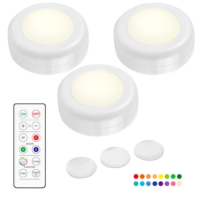 Billuyoard Presionando la luz nocturna Inalámbrico Colorido Gabinete Luz Atenuación LED Gabinete Lámparas nocturnas con control remoto Sensor táctil Iluminación y accesorios Billuyoard HA016715-00
