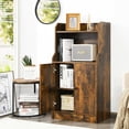 thumbnail image 4 of Gymax Armoire de Rangement Bibliothèque avec 2 Portes et Étagères Ouvertes Étagère d'Exposition Brun Rustique, 4 of 10