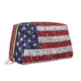 thumbnail image 2 of Naloa America Flag Glitter Leather Makeup Bag for Purse Travel, Portable Small Cosmetic Organizer for Women and Girls, Make up Bag with Zipper, 2 of 8