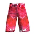 thumbnail image 4 of Stephy Flare Denim Shorts for Women Wide Leg Denim Shorts Woman Vintage Floral Print High Waisted Straight Stretch Pants with Pockets, Pink, XL, 4 of 4