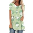 thumbnail image 1 of Blusa de manga corta con estampado de cuello redondo informal para mujer a la moda, Tops de verano OAVQHLG3B Store lin121212, 1 of 3