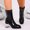 Black, variant on Womens Glossy Mid Calf Boots, Transparent Crystal Chunky Heel Side Zip Short Boots, Sleek Shiny Booties Red 8.5(41)