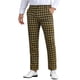 thumbnail image 1 of Pantalones de Hombre Inspire Chic de Cuadros Casual de Corte Regular con Frente Plano y Stretch, Talla 36, Negro y Amarillo, 1 of 5