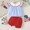thumbnail image 6 of HCNTES Baby Girl 4th Of July Outfit Flag Fly Sleeve Tops Toddler Fourth Of July Shorts Set Memorial Clothes clearance babies clothes $3(18-24 Months,Sky Blue), 6 of 6