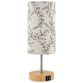 thumbnail image 5 of Cinkeda 3 Way Dimmable Single Table Lamp with USB Ports Leaf Print Shade 15" Touch Control Small Bedside Nightstand Lamp for Bedroom Living Room (1 Bulb), 5 of 12