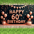thumbnail image 4 of Golden Theme Happy 60th Birthday Banner Decorative Milestone Event Party Decoration for Adult Birthday Anniversary Celebration, 4 of 9