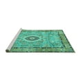 thumbnail image 2 of Ahgly Company Machine Washable Indoor Round Persian Turquoise Blue Traditional Area Rugs, 7' Round, 2 of 4