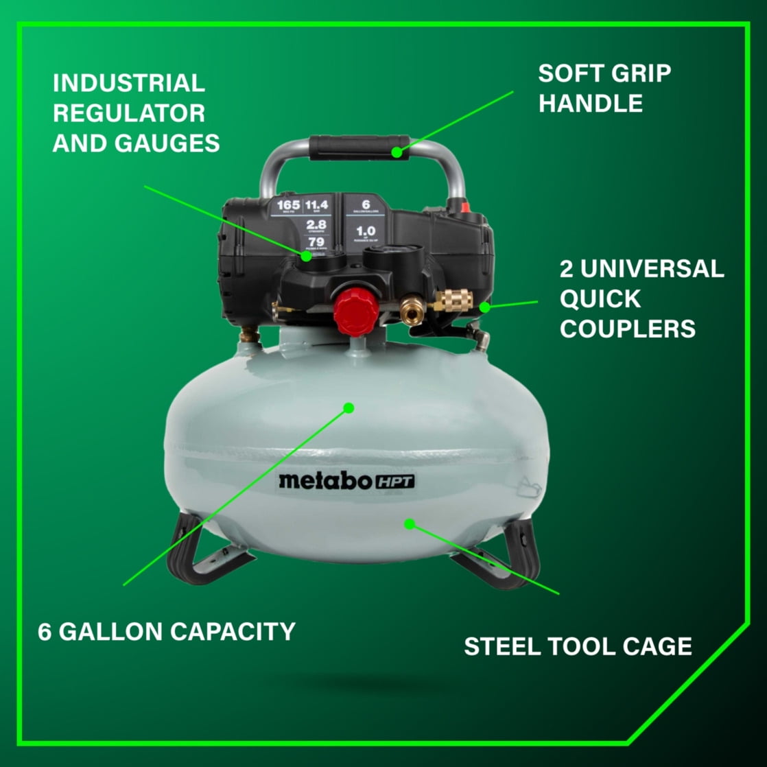 Metabo HPT Pancake 6 Gallon Air Compressor, Oil-Free, EC711S