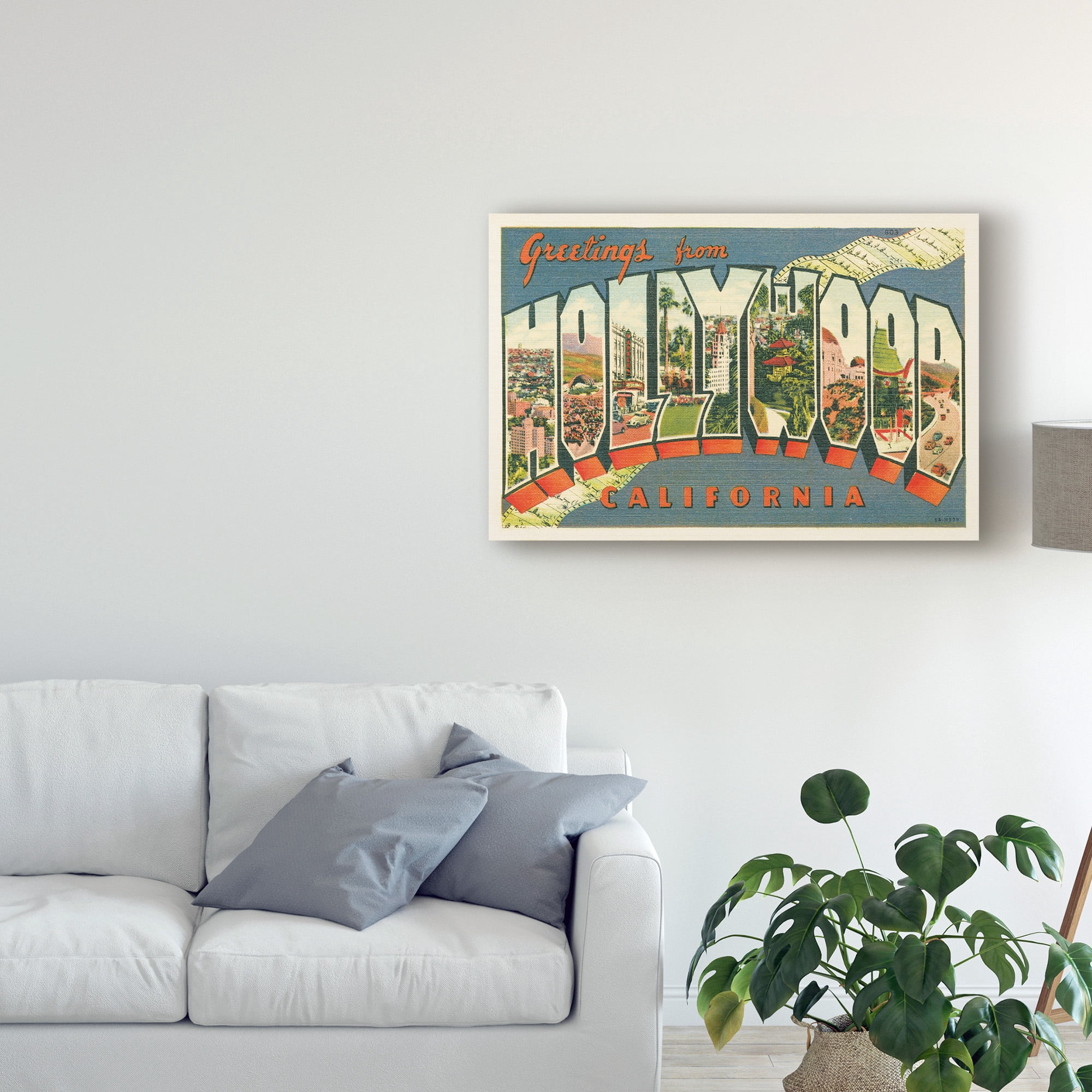 Trademark Fine Art 'Greetings from Hollywood v2' Canvas Art by Wild Apple Portfolio