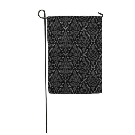 Contemporary Antique Scroll - KDAGR Baroque Black Damask Vintage Floral Pattern Grey Scroll Antique Contemporary Garden Flag Decorative Flag House Banner 12x18 inch