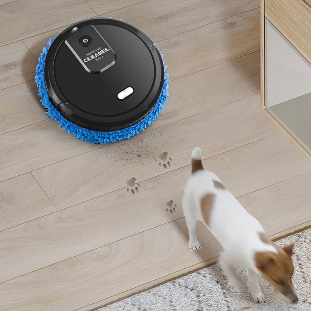 Intelligent Dry and Wet Mopping Machine Spray Sweeping Robot, Black