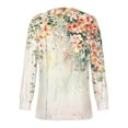 thumbnail image 4 of GaThRRgYP Womens Shirts under $5,Women's Casual Fashion Loose Pleated Round Neck Fashion Print Long Sleeved Top Print Long Sleeved Round Neck Top/shirt Multicolor S, 4 of 5