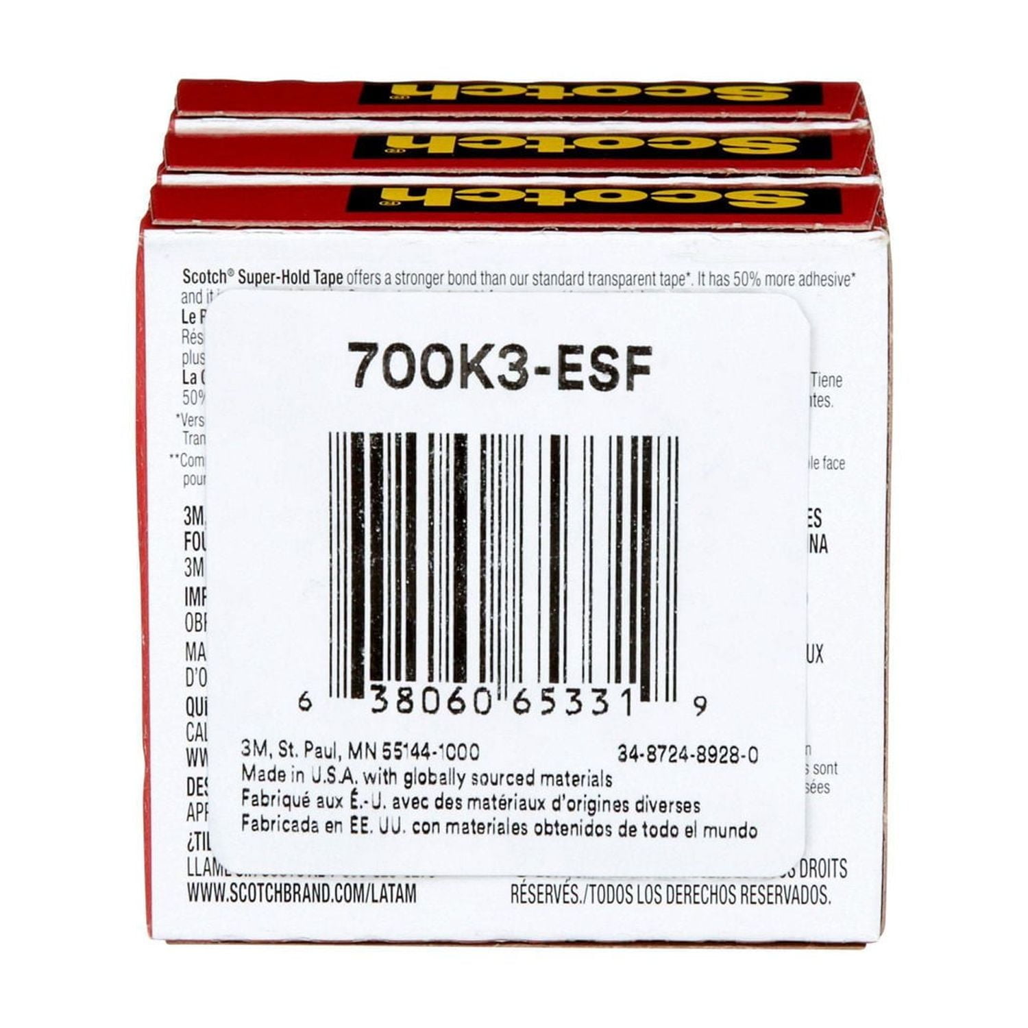 Ruban super adhérent 700K3-ESF-RP4 Scotch®, 3/paquet 3 Par Paquet