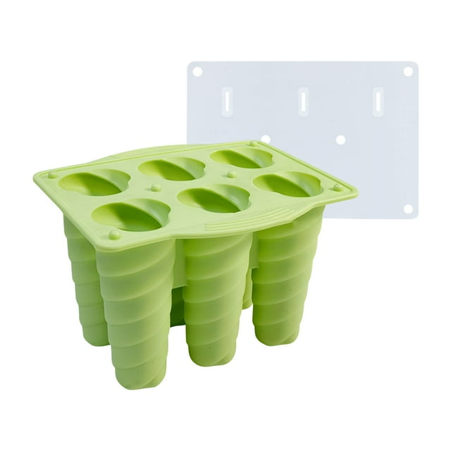 FHBVT Moule à Crème Glacée 6 Cavités avec Couvercle Antiadhésif Résistant à la Chaleur Bâtons Réutilisables pour Cuisine Maison Bricolage Crème Glacée Glaçons Chocolat Sucette Outil de Fabrication de Desserts Glacés Gadgets de Cuisine