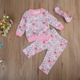 thumbnail image 3 of 3PCS Toddler Baby Girl Pullover Clothes Set Long Sleeve Floral Sweatshirt Top+Long Pants Outfit Set, 3 of 10