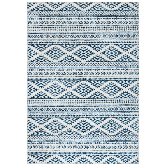 SAFAVIEH Tulum Lakisha Distressed Southwestern Area Rug, 3' x 5', Ivory/Navy