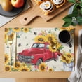 thumbnail image 2 of Yellow Sunflowers Placemats Set of 6, Spring Red Car Vintage Farmhouse Placemats for Dining Table, Place Mats for Kitchen Tabletop, Waterproof Wipeable Dining Table Mats Set, 2 of 9