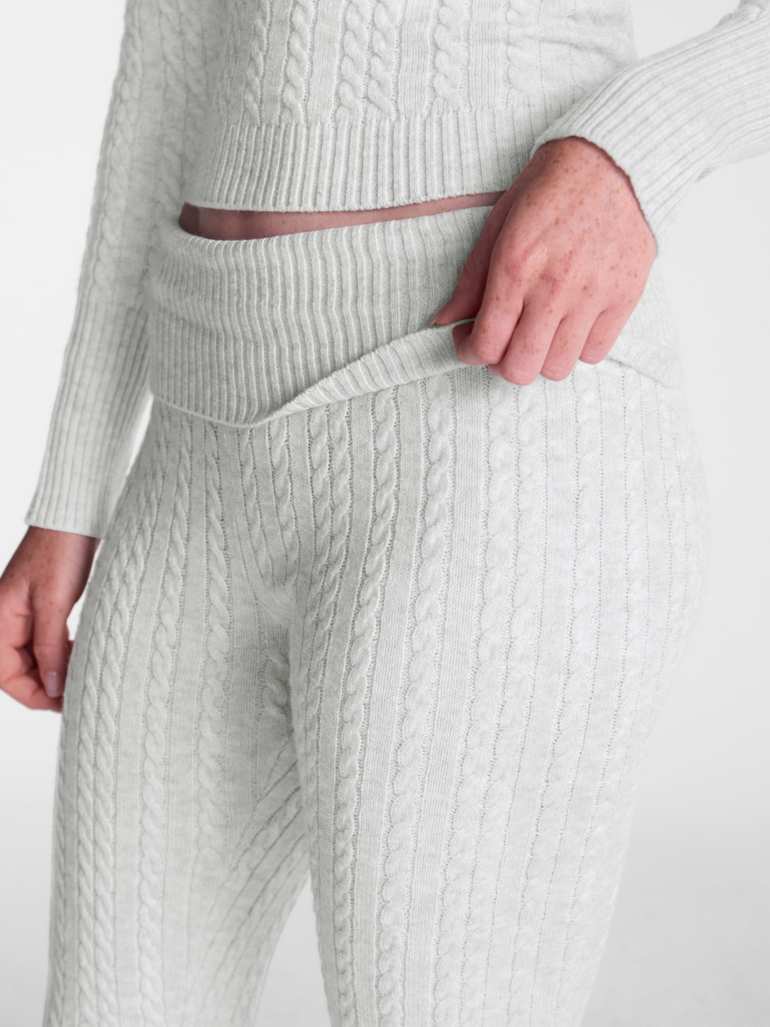 No Boundaries Cable Knit Sweater Pants, 33'' Inseam, Women's XXS-XXL