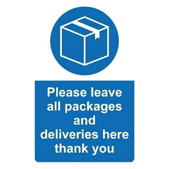 Please leave all packages and deliveries here metal park safety sign Size: 8 x 12 Inch