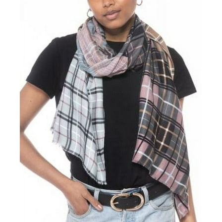 INC International Concepts Patched Plaid Scarf, Multicolor, One Size Fits All