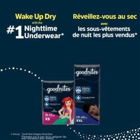 Sous-vêtements de nuit Goodnites pour garçons, TG (43 à 64 kg [95 à 140 livres] et plus), 24 sous-vêtements