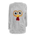 thumbnail image 4 of Lovskoo Fuzzy Fleece Pullover Tops for Women Winter Warm Printed Long Sleeve with Pocket Solid Color Warm Top Gray, 4 of 5