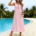 thumbnail image 2 of Hurxie Women's Summer Dress Sleeveless Casual Beach Long A Line Sun Dress with Pockets Pink,M, 2 of 7