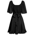 thumbnail image 5 of Sundresses For Women 2025 V-Neck Summer Casual Sundress for Women- Puff Short Sleeve Swing Beach Dress with Pockets summer dresses for women 2025, 5 of 5