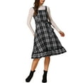 thumbnail image 2 of Vestido Vintage a Cuadros INSPIRE CHIC para Mujeres con Volantes, Sin Mangas, Cintura Ajustable, Corte A, Pinafore, Talla XL, Negro y Blanco, 2 of 5