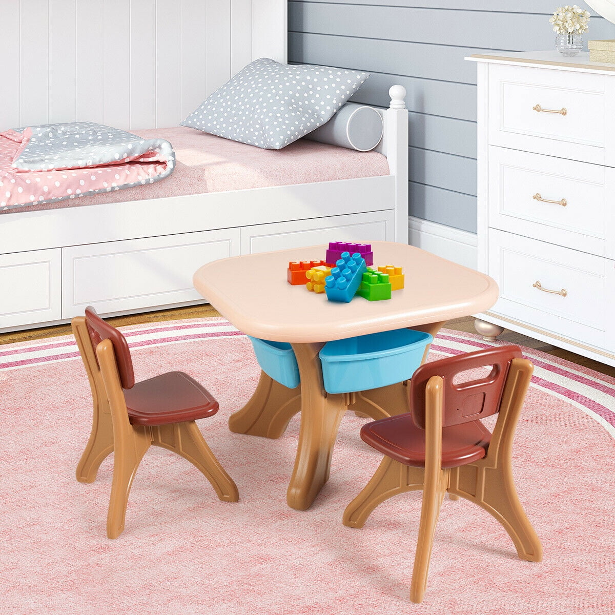 Gymax Children Kids Activity Table Chair Set Play Set Furniture W/Storage