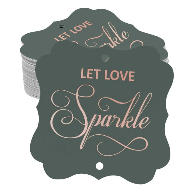 Inkdotpot Let Love Sparkle Wedding Bottle Tag Real Rose Gold Foil Favor Bracket Shape Hang Tags Pack Of 50