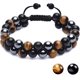 thumbnail image 2 of Triple Guardian Bracelet - Authentic Tiger Eye, Obsidian & Hematite 8mm Beads, Unisex Crystal Jewelry, Ideal Gift for Men & Women - Brings Fortune & P, 2 of 5