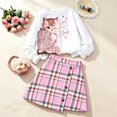 thumbnail image 6 of Ulanda Girls 2 Piece Casual Outfits Pullover Sweatshirt Retro Plaid Skirt Set (Pink, 5-6 Years), 6 of 9