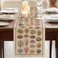 thumbnail image 3 of Ocean Plants Table Runner, Colorful Coastal Marine Coral Vintage Beige Cotton Linen Table Runners 120 Inches Long, Dresser Scarf Runner for Dining/Living Room/Kitchen/Square Tables 13''x120'', 3 of 9