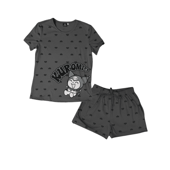 Pijama de Kuromi para Mujer, de Algodón Gris Talla M, 2 Piezas