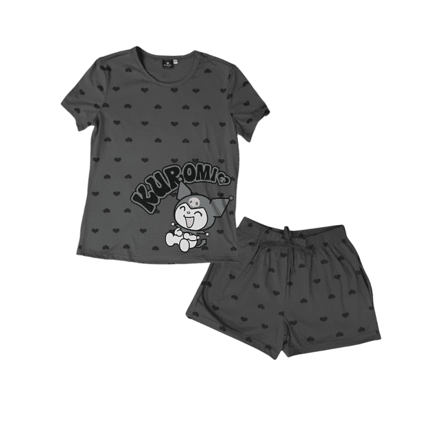 Pijama de Kuromi para Mujer, de Algodón Gris Talla G, 2 Piezas