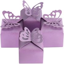 CCOCC 50pcs Purple Butterfly Favor Boxes Girl Baby Shower Butterfly Candy Box Decoration Party Birthday Wedding (Purple)
