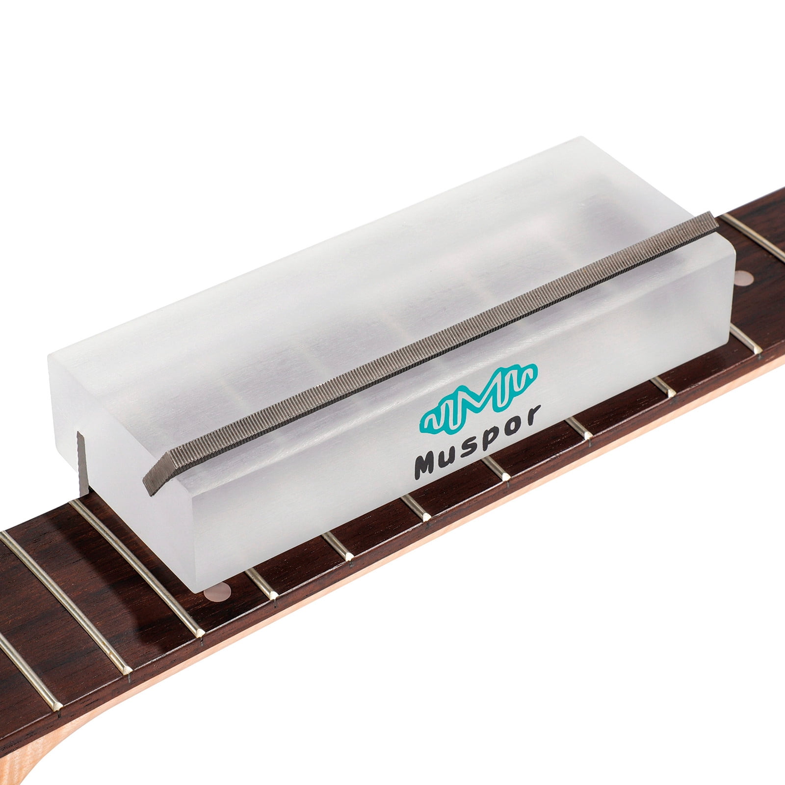 Dual-Angle Guitar Fret Filing Tool (35° & 90°) - High Carbon Steel Luthier Crowning File for Fret End Beveling & Smoothing WHITE