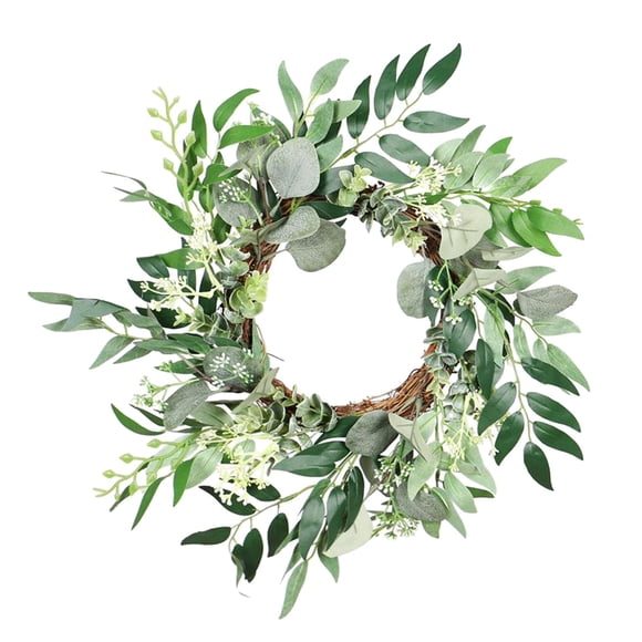 Guirnalda de hojas de eucalipto artificial para colgar en la pared, ideal para decorar la puerta principal. 50cm
