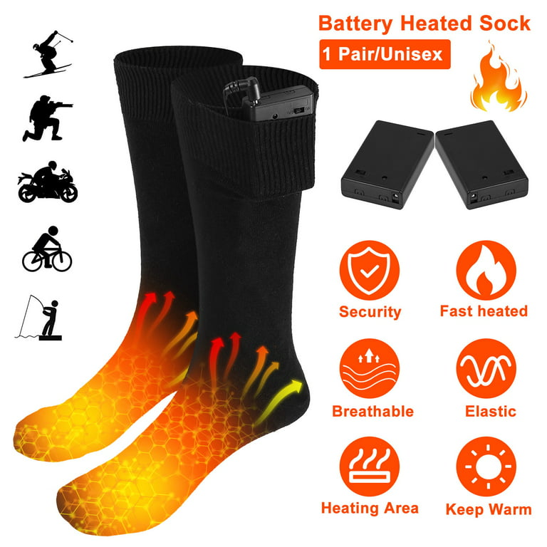 iMountek Unisex Electric Heated Socks Battery Powered Winter Warm Socks,  Black