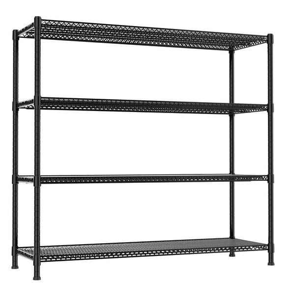 4-Wire Shelf Adjustable Heavy Duty Storage Shelves,Metal Organizer Wire Rack for Laundry Bathroom Kitchen Pantry Closet Garage Shelving(Black,24" Dx59.6 Wx72.2 H)