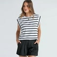 thumbnail image 3 of HAOYUNL Summer Tank Tunic Tops for Women Casual Striped Tshirts Sleeveless Tees Round Neck T, 3 of 8