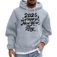 thumbnail image 2 of 2026 Happy New Year Roy Pullover Hoodie Unisex Casual Long Sleeve Printed Sweatshirt Kangaroo Pocket Drawstring Hood Light Gray L, 2 of 4