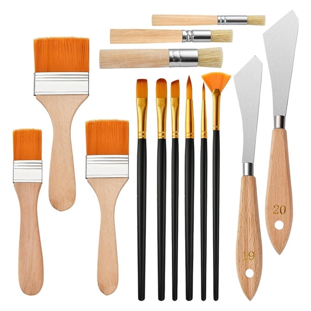 Juegos de 14 Pinceles para Pintura Al Óleo, Pinceles para Paisajes, Pinceles de Pelo de Nailon, para Pintura Acrílica, Acuarela, Gouache, Suministros de Pintura