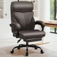 thumbnail image 1 of Office Chair - Executive  Back Breathable Comfy Desk Chair with Lumbar Support - Ergonomic Leather Rolling Swivel Computer Chair with Rock Function for Working Studying Gaming Relaxing, 1 of 4