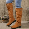 thumbnail image 2 of Lovzfmll Knee High Boots for Women, Round Toe Belt Buckle Western Cowboy Warm Slouch Boots, Chunky Heel Fall Winter Shoes, 6.5, Orange, 2 of 7