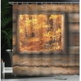 thumbnail image 4 of Ambesonne Fall Shower Curtain, View from Rustic Cottage, 69"Wx70"L, Orange Brown, 4 of 5